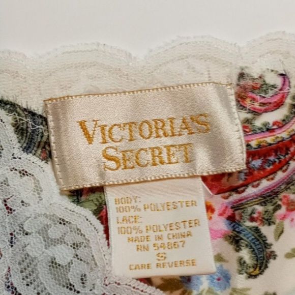 Vintage 90s Victoria Secret Gold Label Paisley Teddy Nightgown Size S - Picture 2 of 3